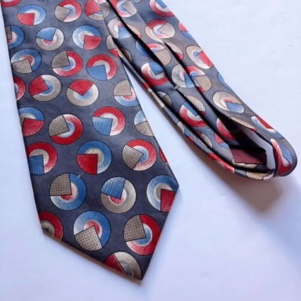 Vintage CHRISTIAN DIOR 100% Silk Abstract Geometric Print Neck Tie Made in USA‎